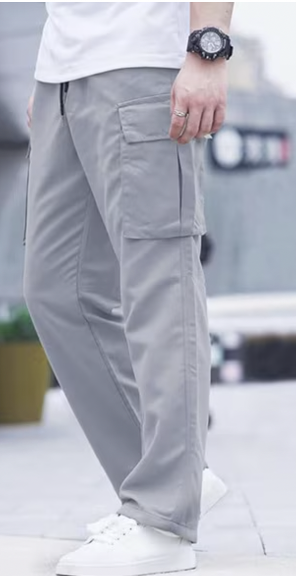 Men Relaxed Fit Cargo Pants (GREY) - Image 3
